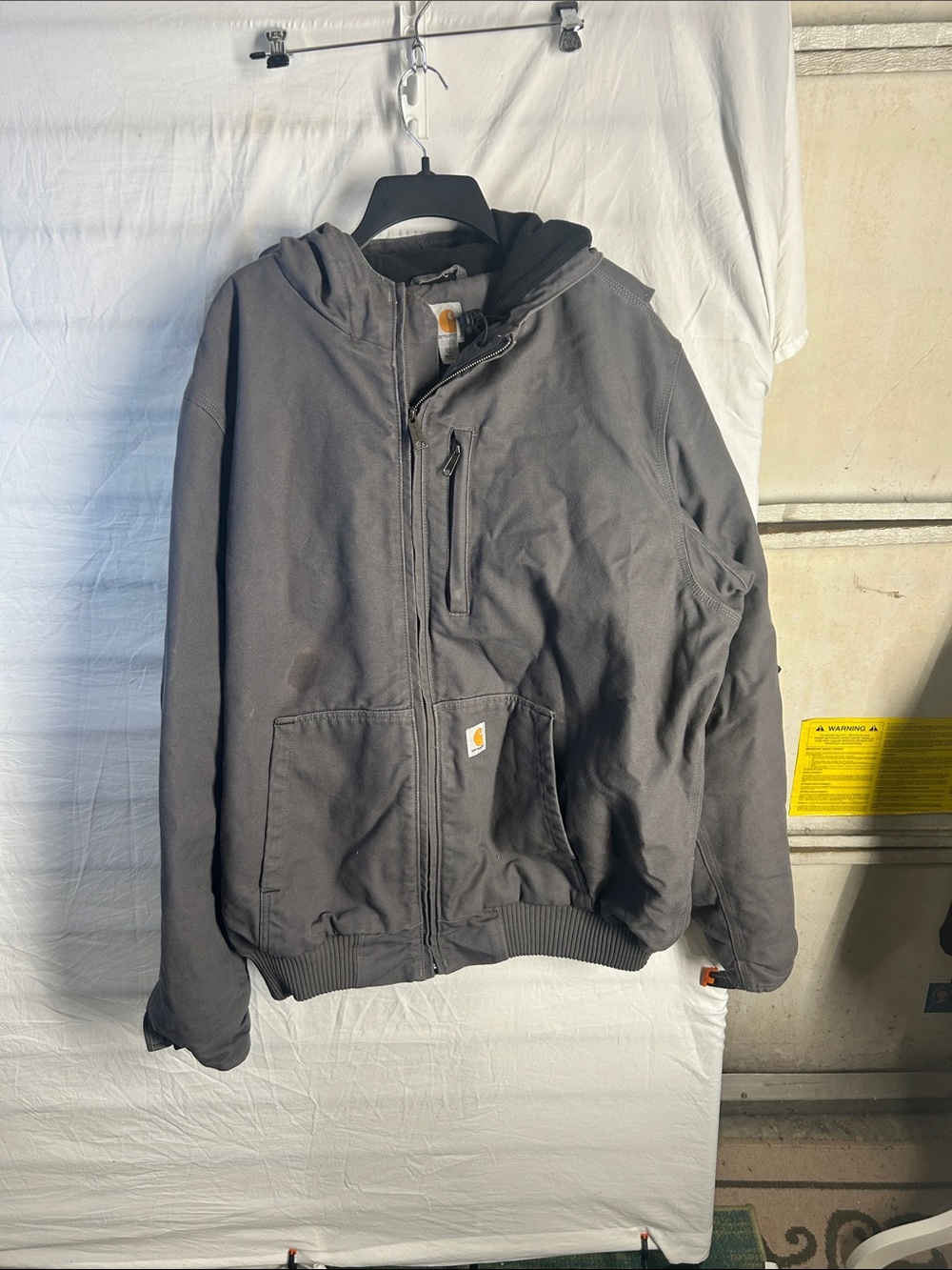 Carhartt Charcoal Gray Hooded Zip-Up Work Jacket